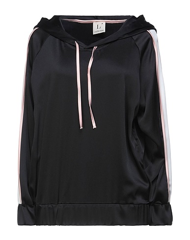 L' AUTRE CHOSE Hooded track jacket  Black 97% Polyester, 3% Elastane
