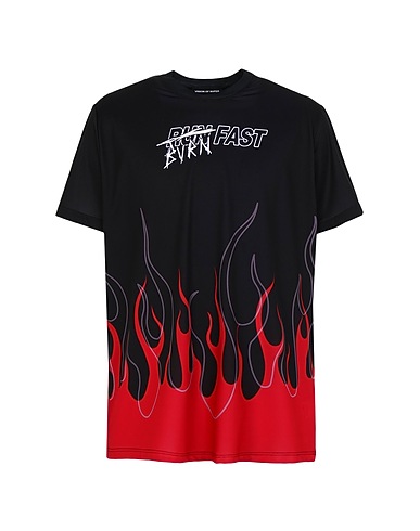 VISION OF SUPER T-shirt BLACK ACTIVE T-SHIRT WITH RED FLAME
 Black 92% Polyester, 8% Elastane
