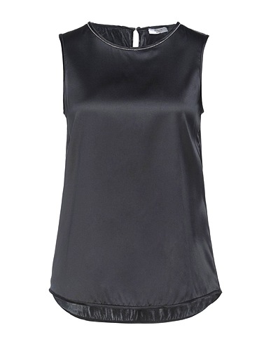 PESERICO Top Black 97% Silk, 3% Elastane