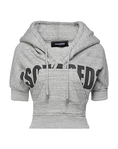 DSQUARED2 Hooded track jacket  Light grey 100% Cotton