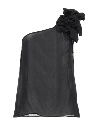 EMPORIO ARMANI One-shoulder top Black 100% Silk