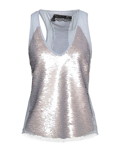 PATRIZIA PEPE SERA Top Light grey 100% Polyester, Polyamide
