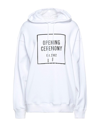 OPENING CEREMONY Hooded track jacket  White 100% Cotton, Elastane