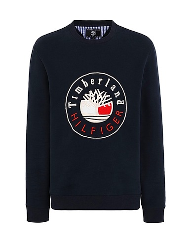 TOMMY HILFIGER x TIMBERLAND Sweatshirt THXTBL RI LOGO CREW-NECK KNIT
 Midnight blue 83% Organic cotton, 17% Polyester