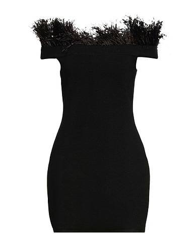 PATOU Knit dress Black 93% Merino Wool, 7% Elastane, Ostrich feathers
