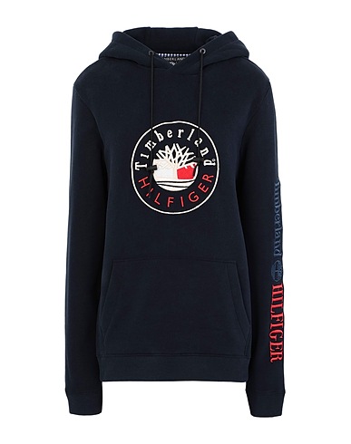 TOMMY HILFIGER x TIMBERLAND Hooded sweatshirt THXTBL RI LOGO HOODIE
 Midnight blue 83% Cotton, 17% Polyester