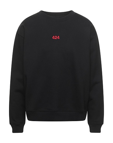 424 FOURTWOFOUR Sweatshirt Black 100% Cotton, Elastane