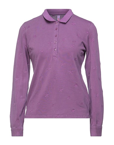 SUN 68 Polo shirt Purple 95% Cotton, 5% Elastane