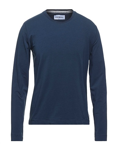 BIKKEMBERGS T-shirt Midnight blue 95% Cotton, 5% Elastane