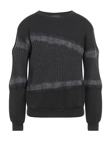 LUCQUES Sweatshirt Black 100% Cotton, Merino Wool