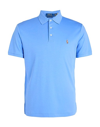POLO RALPH LAUREN Polo CUSTOM SLIM FIT SOFT COTTON POLO SHIRT
 Azzurro 100% Cotone