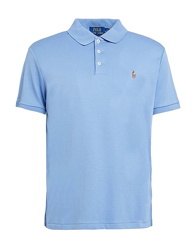 POLO RALPH LAUREN Polo shirt CUSTOM SLIM FIT SOFT COTTON POLO SHIRT
 Pastel blue 100% Cotton
