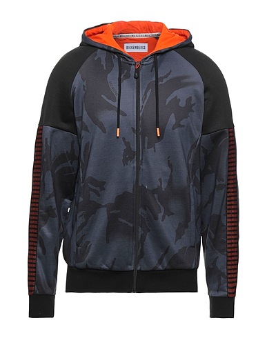 BIKKEMBERGS Hooded track jacket  Slate blue 65% Polyester, 35% Cotton, Elastane