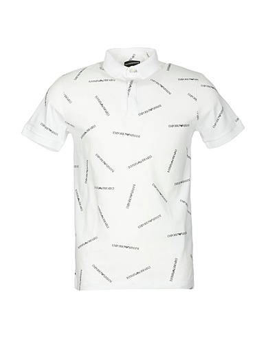 EMPORIO ARMANI Polo shirt White 100% Cotton, Polyester, Elastane