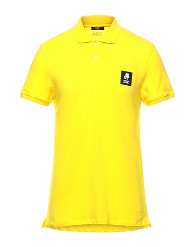 KARL LAGERFELD Polo shirt Yellow 95% Cotton, 5% Elastane