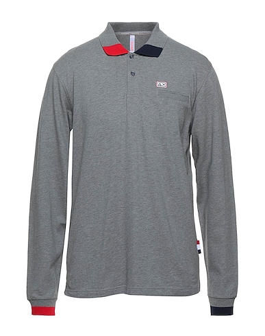 SUN 68 Polo shirt Grey 95% Cotton, 5% Elastane