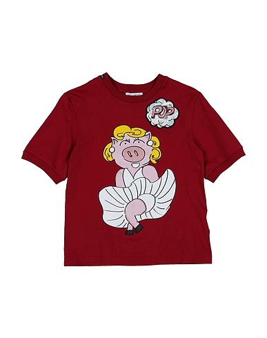 DOLCE&GABBANA T-shirt Burgundy 100% Cotton, Polyester, Viscose, Metallic Polyester