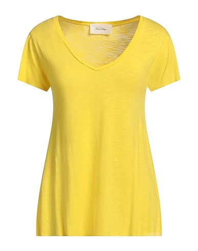 AMERICAN VINTAGE Basic T-Shirt Yellow 52% Cotton, 48% Viscose