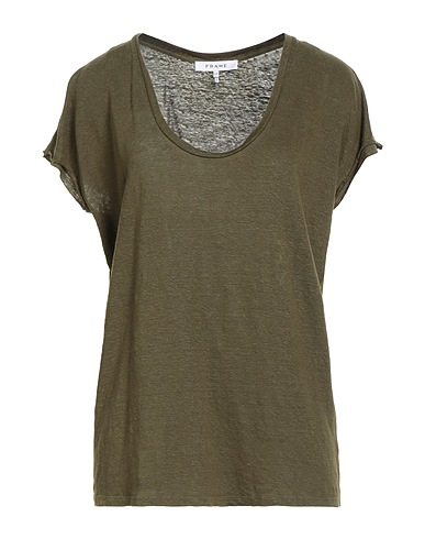 FRAME Basic T-Shirt Military green 100% Organic Linen