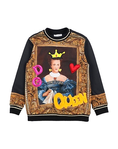 DOLCE&GABBANA Sweatshirt Black 100% Cotton, Polyester, Viscose, Polyamide, Metallic Polyester