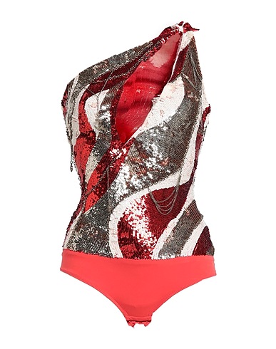 ELISABETTA FRANCHI TOPWEAR Coral 100% Polyamide, Plastic, Metal, Acrylic, Elastane