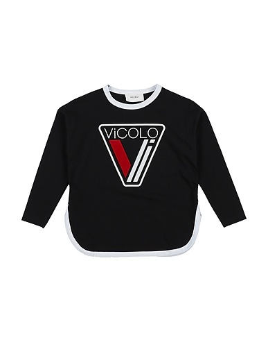 VICOLO T-shirt Black 90% Cotton, 10% Elastane