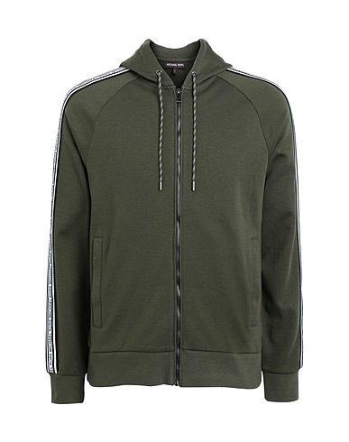 MICHAEL KORS MENS Hooded track jacket  BLOCKED LOGO HOODIE
 Military green 75% Cotton, 25% Polyester