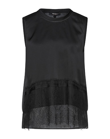 MY TWIN TWINSET Top Black 100% Polyester, Polyamide