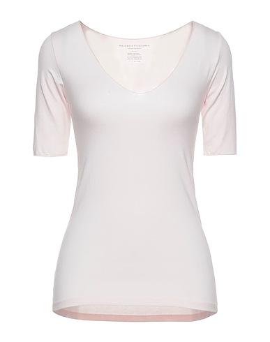 MAJESTIC FILATURES Basic T-Shirt Light pink 94% Viscose, 6% Elastane