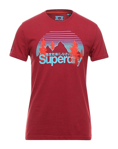 SUPERDRY T-shirt Brick red 60% Cotton, 40% Polyester