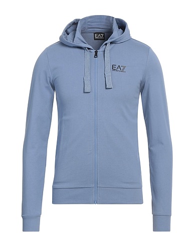 EA7 Hooded track jacket  Light blue 100% Cotton