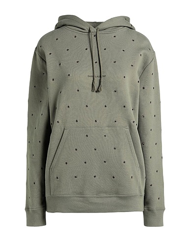 SAINT LAURENT Felpa Verde militare 100% Cotone, Elastan