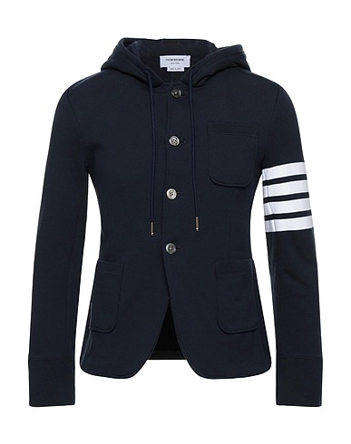 THOM BROWNE Hooded track jacket  Midnight blue 100% Cotton