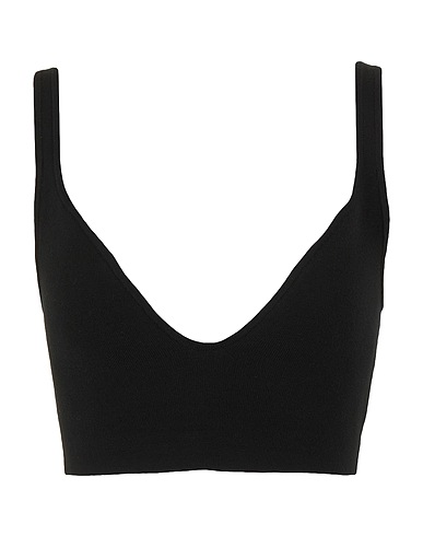 8 by YOOX Crop top CROPPED KNIT TOP
 Nero 60% Viscosa, 22% Poliestere, 15% Poliammide, 3% Elastan