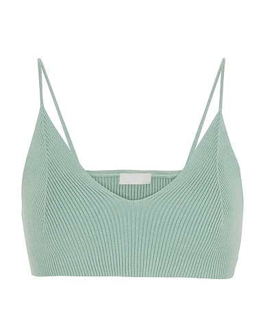 8 by YOOX Crop top RIB-KNIT SPAGHETTI STRAP BRALETTE
 Sage green 72% Polyester, 25% Polyamide, 3% Elastane