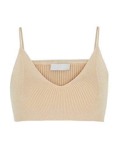 8 by YOOX Crop top RIB-KNIT SPAGHETTI STRAP BRALETTE
 Beige 72% Polyester, 25% Polyamide, 3% Elastane