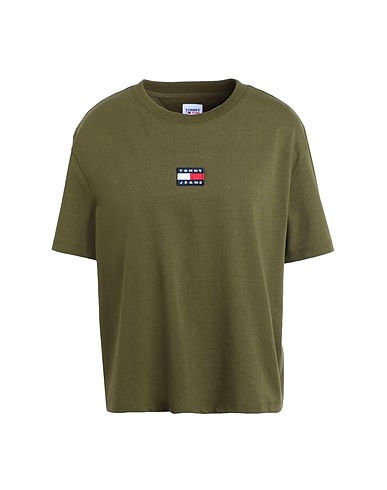 TOMMY JEANS Basic T-Shirt TJW TOMMY CENTER BADGE TOP
 Military green 50% Recycled cotton, 50% Recycled polyester