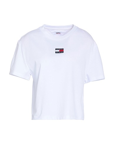 TOMMY JEANS Basic T-Shirt TJW TOMMY CENTER BADGE TOP
 White 50% Recycled cotton, 50% Recycled polyester
