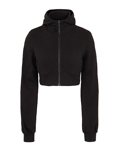 8 by YOOX Athletic sweatshirts ORGANIC COTTON L/SLEEVE HOODED TOP
 Black 100% Cotton