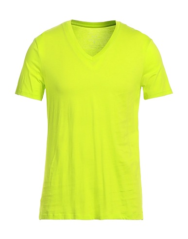 ARMANI EXCHANGE Basic T-shirt Lime green 100% Pima Cotton