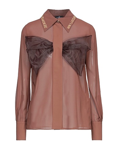 ELISABETTA FRANCHI Shirts Brown 100% Polyester, Glass