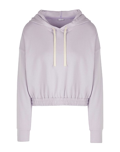 8 by YOOX Hooded sweatshirt ORGANIC COTTON CROPPED HOODIE Lilac 100% Organic cotton