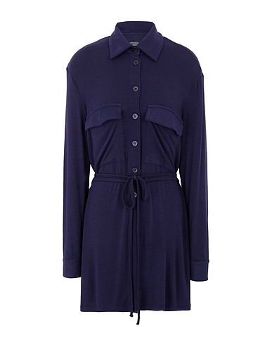 8 by YOOX Solid colour shirts & blouses VISCOSE ELASTIC BELTED SHIRT
 Midnight blue 96% Viscose, 4% Elastane