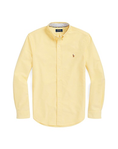 POLO RALPH LAUREN Solid color shirt CUSTOM FIT OXFORD SHIRT
 Yellow 100% Cotton