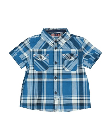 GUESS Patterned shirt Blue 100% Cotton