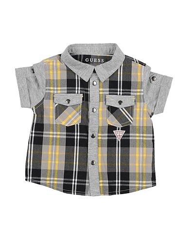 GUESS Patterned shirt Grey 100% Cotton, Polyester
