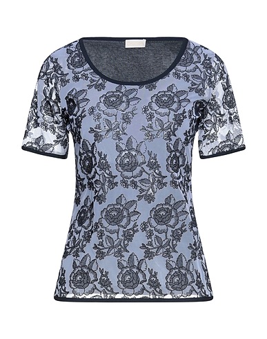 CRUCIANI T-shirt Midnight blue 84% Nylon, 16% Elastane, Silk, Cotton