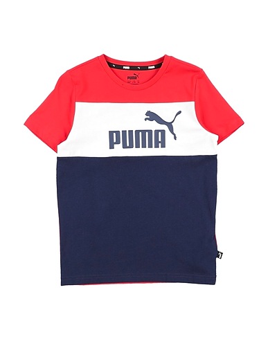 PUMA T-shirt ESS+ Colorblock Tee B Rosso 100% Cotone, Poliestere