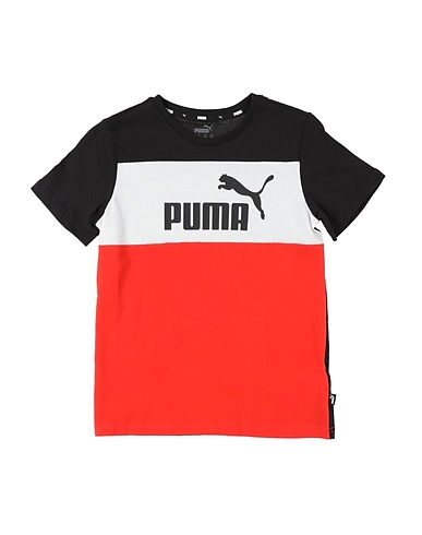 PUMA T-shirt ESS+ Colorblock Tee B Rosso pomodoro 100% Cotone, Poliestere