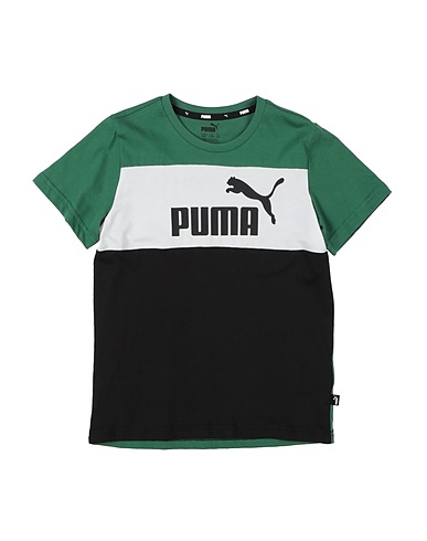 PUMA T-shirt ESS+ Colorblock Tee B Verde 100% Cotone, Poliestere